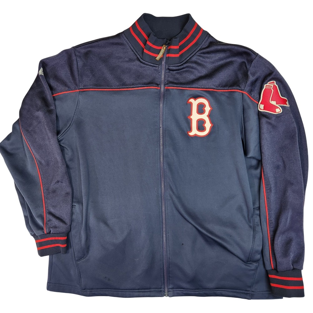 Majestic Boston Red Sox MLB Authentic Track Jacket Navy Blue Red Mens XXL